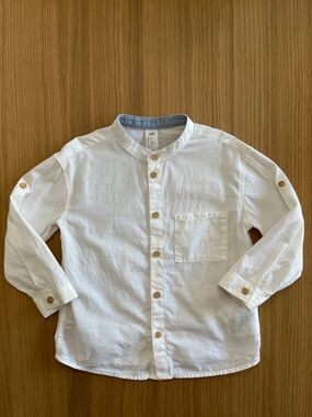 H&M kids, band- collar cotton shirt, size 3/4